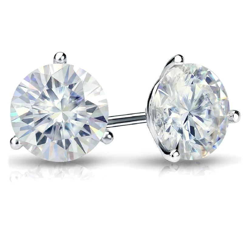 Vivid topaz earrings-Auriya 2 1/2ctw Round Moissanite Stud Earrings 18k Gold Martini-set - 7 mm