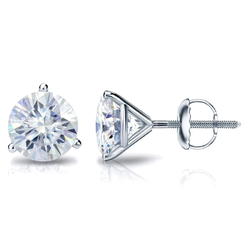 Glimmering silver earrings-Auriya 3 1/2ctw Round Moissanite Stud Earrings 18k Gold Martini-set - 7.8 mm