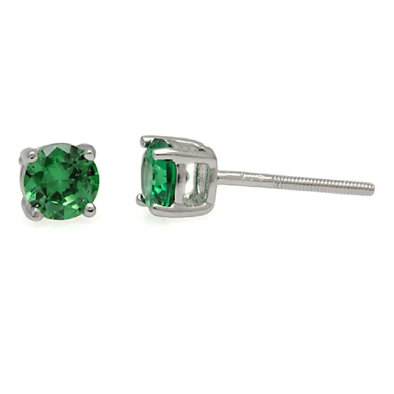 Bright gem earrings-Brazil: 5mm, 1.0ct Emerald Green Russian Ice CZ Screw Back Earrings