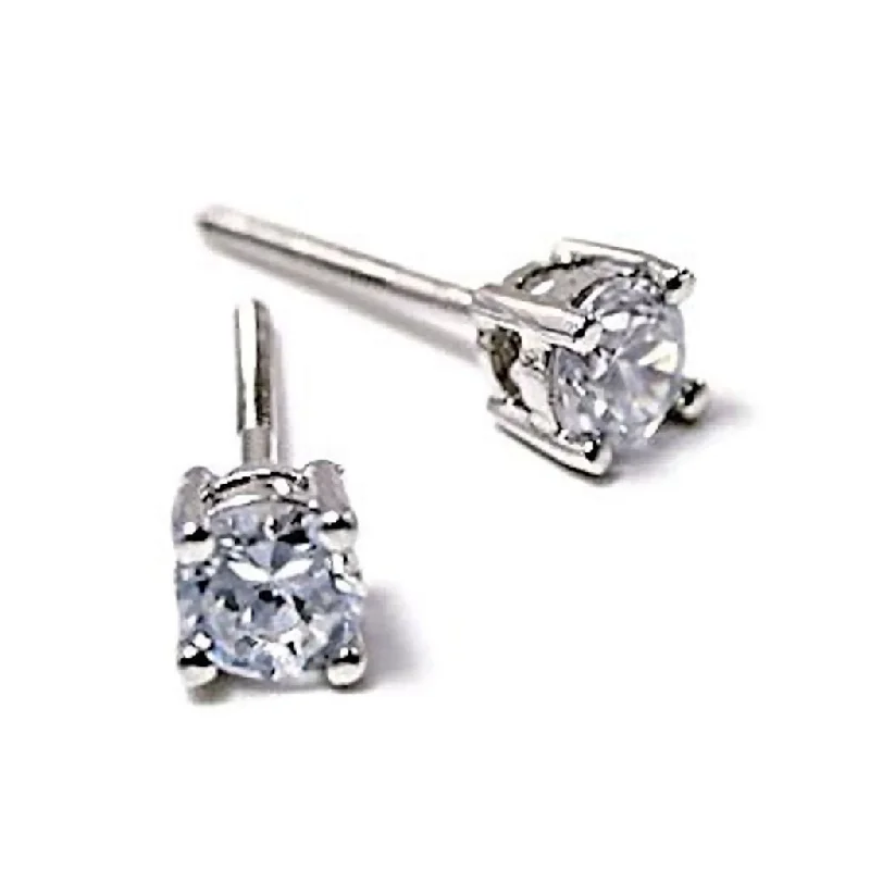 Surge design earrings-Clark: Mens 4mm Russian Ice CZ Simulated Diamond Screw Back Earrings