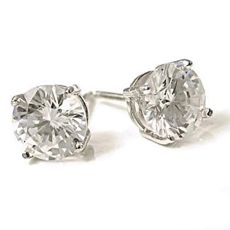 Woven knot earrings-Clark: Mens 8mm Russian Ice Diamond CZ 4.0 carat Screw Back Earrings