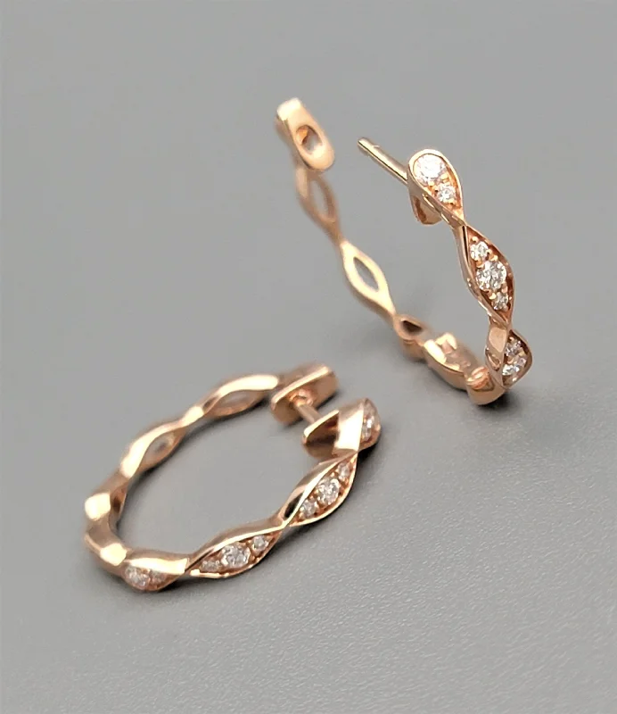 Glowing citrine earrings-14K Rose Gold Diamond Hoop Earrings