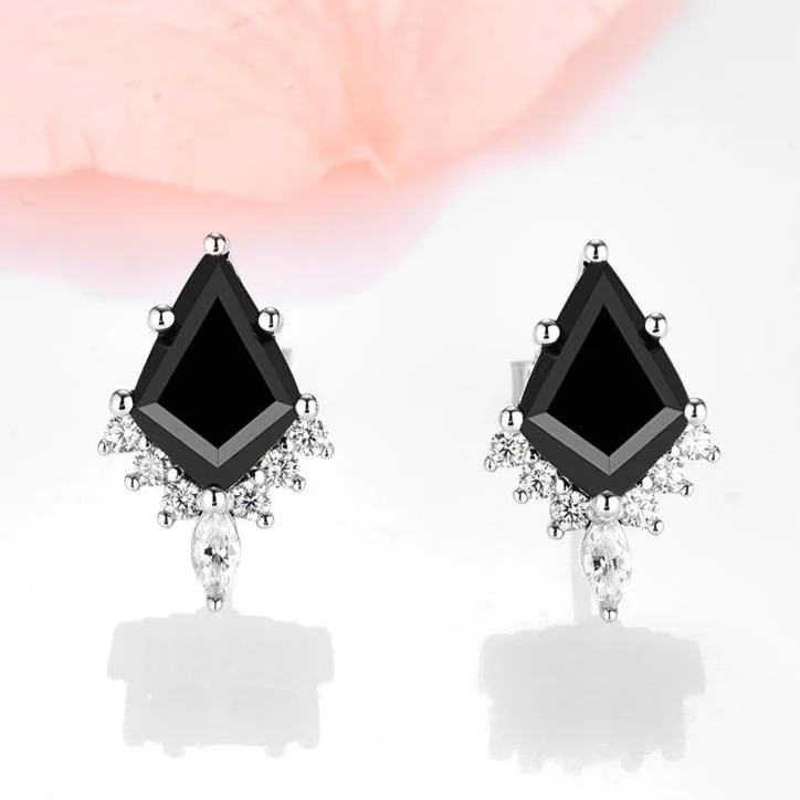 Jutting stone earrings-Skye Kite™  Kite Black Onyx Stud Earrings- Sterling Silver