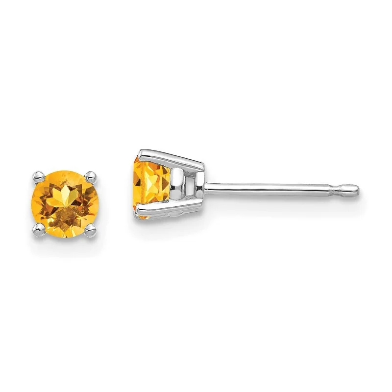 Rich apatite earrings-Curata 14k White Gold 4mm Citrine Post Stud Earrings