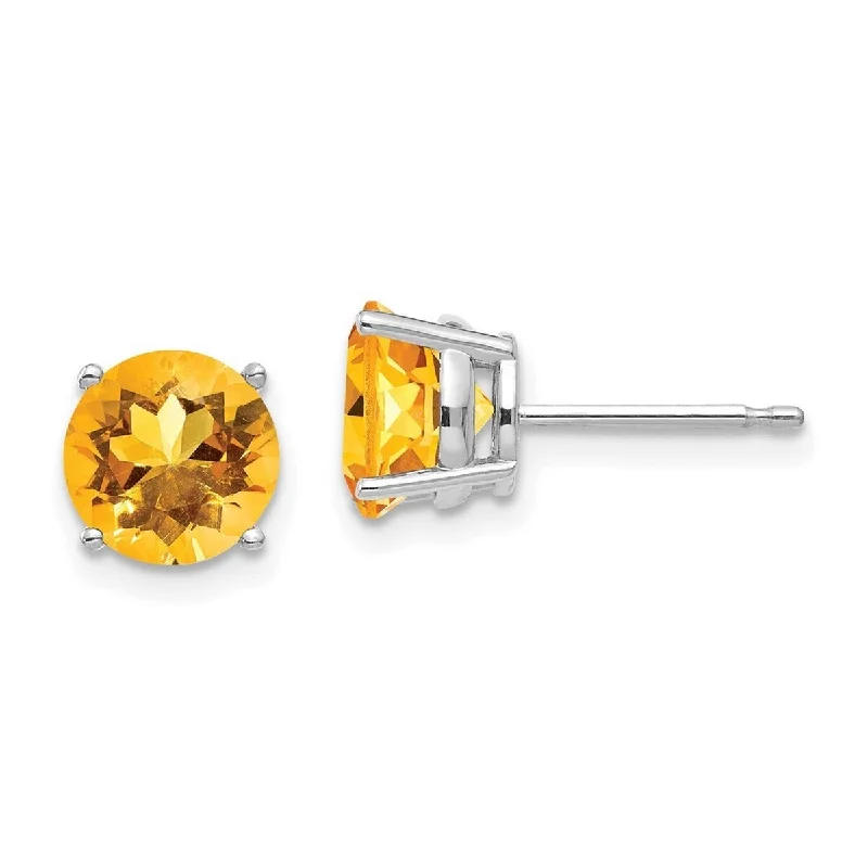 Thirteen-gem earrings-Curata 14k White Gold 7mm Citrine Post Stud Earrings