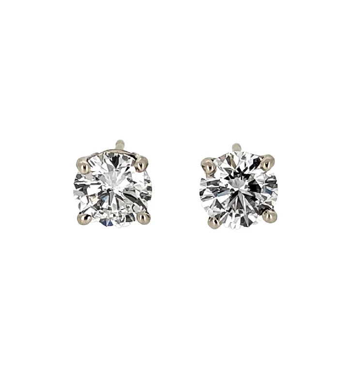 Smooth edge earrings-1.40ctw Round Diamond 18K White Gold Stud Earrings