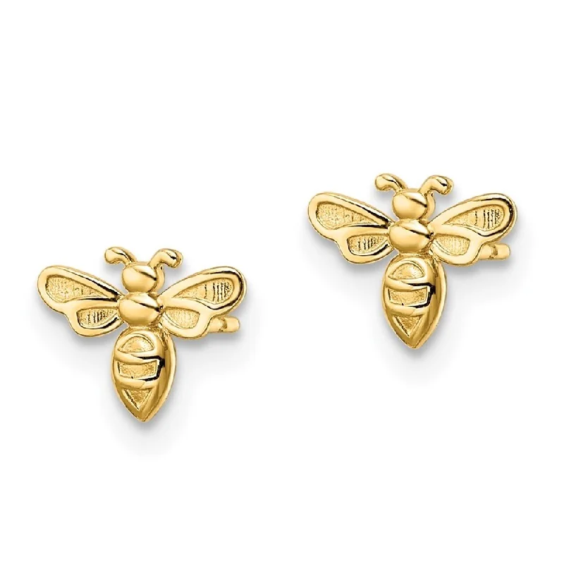 Rich kyanite earrings-Diamond2Deal 14k Yellow Gold Bumble Bee Post Stud Earrings (L-6.5mm, W-8mm)