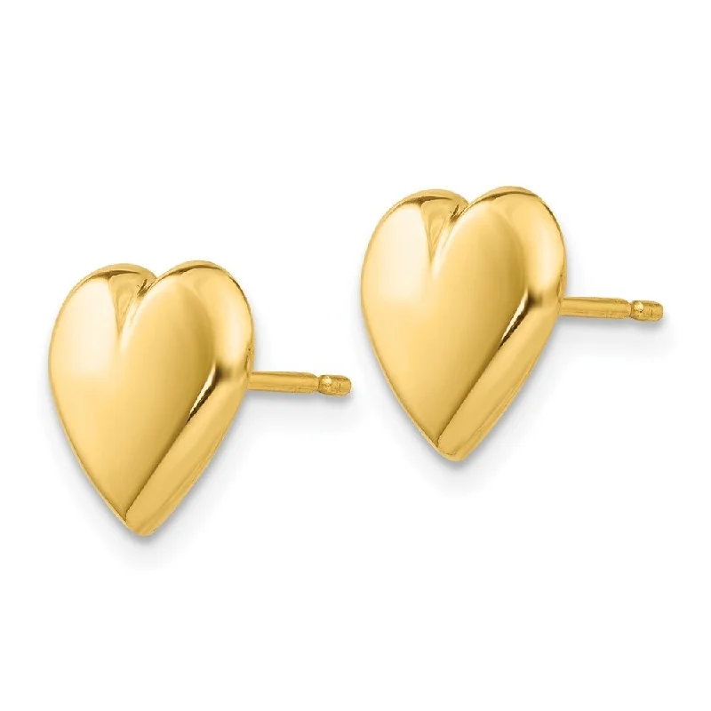 Twilight-cut earrings-Diamond2Deal 14k Yellow Gold Heart Post Stud Earrings (L-9mm, W-10mm)