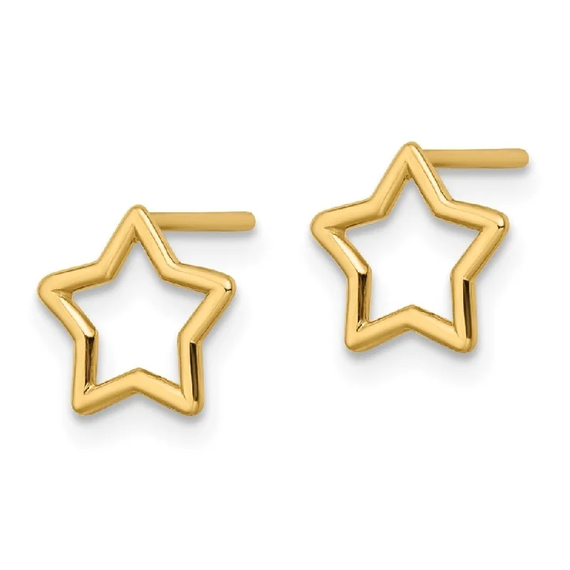 Gritty stone earrings-Diamond2Deal 14k Yellow Gold Polished Star Stud Post Stud Earrings (L-8.75mm, W-9mm)