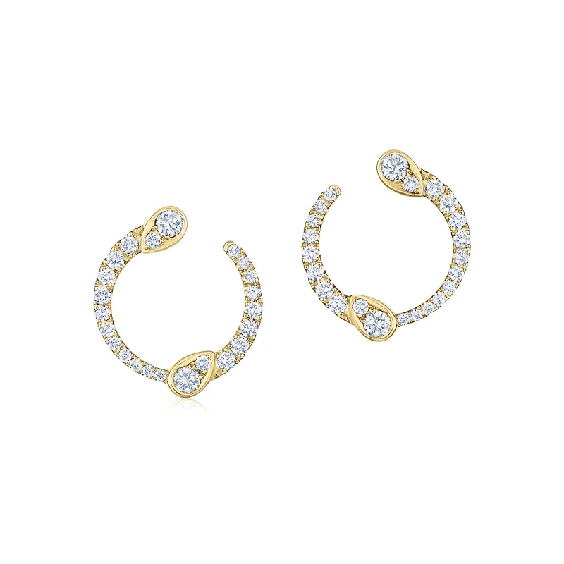 Stippled hoop earrings-Eclipse Circle Earrings with Diamonds