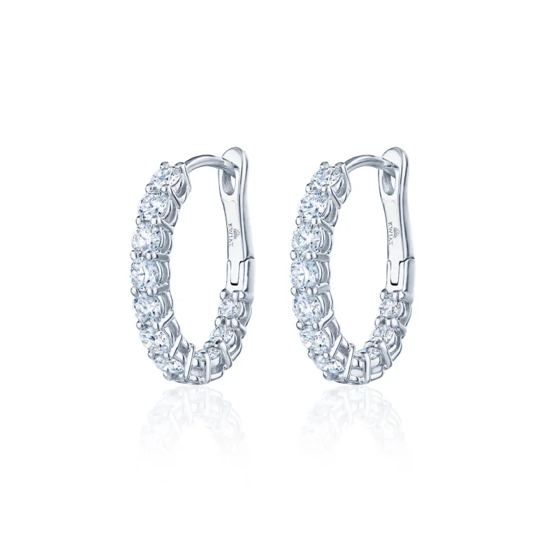 Braided cord earrings-Petite Hoop Earrings with Diamonds