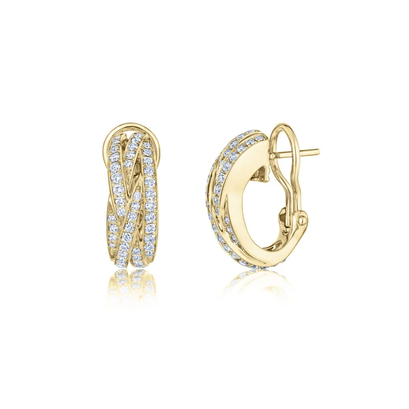 Icy topaz earrings-Twist Huggie Earrings with Diamonds