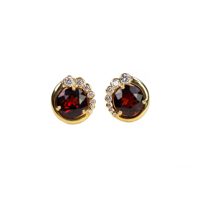 Heavy pave earrings-Garnet & Diamond Juju Earrings