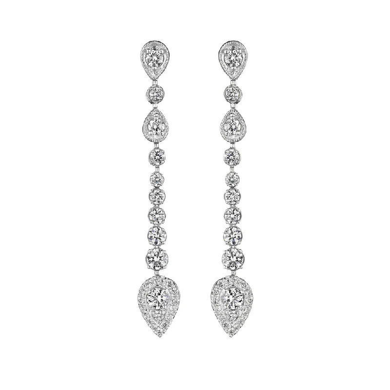 Pentagonal stud earrings-Diamond Wave Drop Earrings