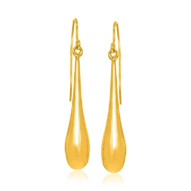 Subtle-scored earrings-Fancy Puffed Teardrop Polished Earrings in 10k Yellow Gold