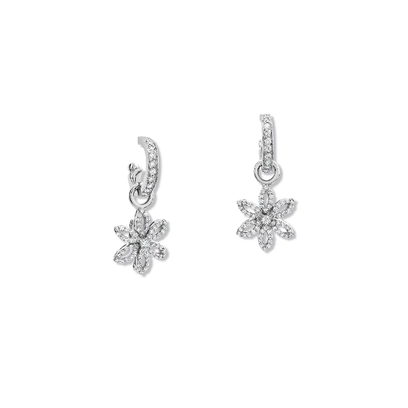 Crescent dusk earrings-Fleur de Lys Earring Drops 18ct White Gold - Diamond