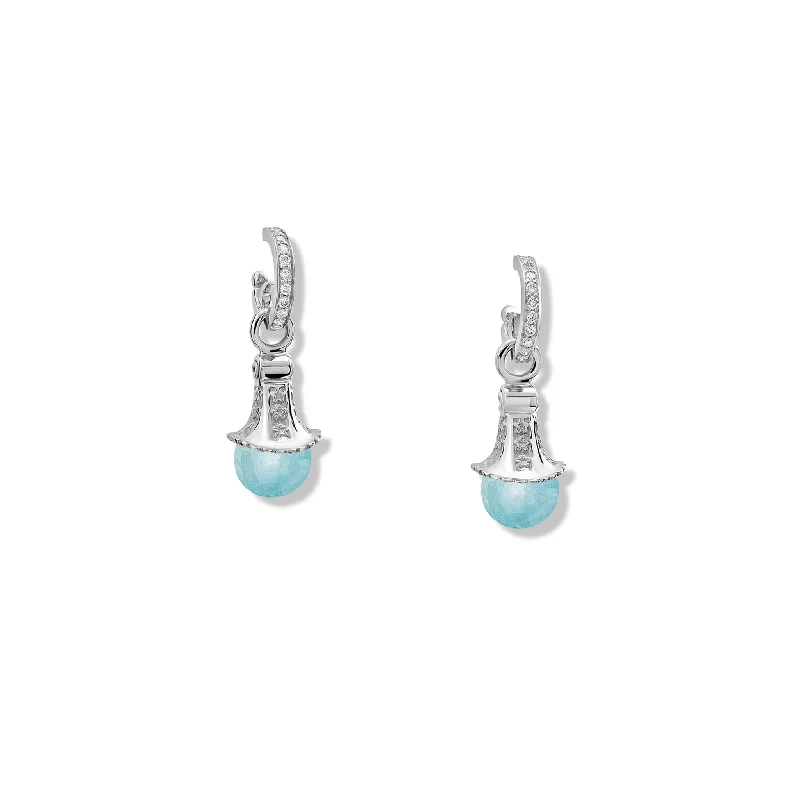 Shiny obsidian earrings-Fouquet Earring Drops Silver - Aquamarine