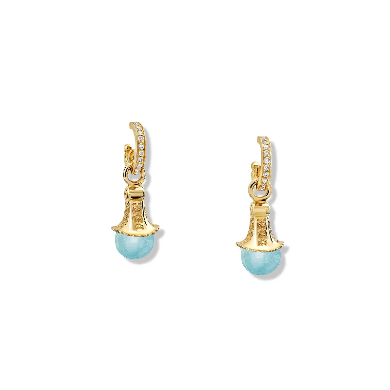 Retro turquoise earrings-Fouquet Earring Drops Yellow Gold - Aquamarine