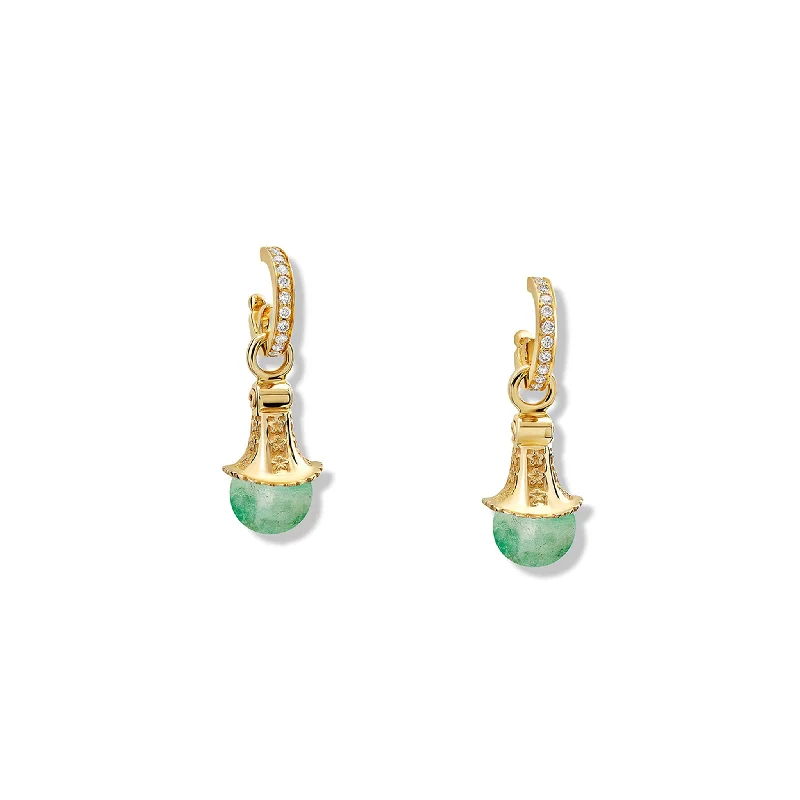 Flecked glaze earrings-Fouquet Earring Drops Yellow Gold - Chrysoprase