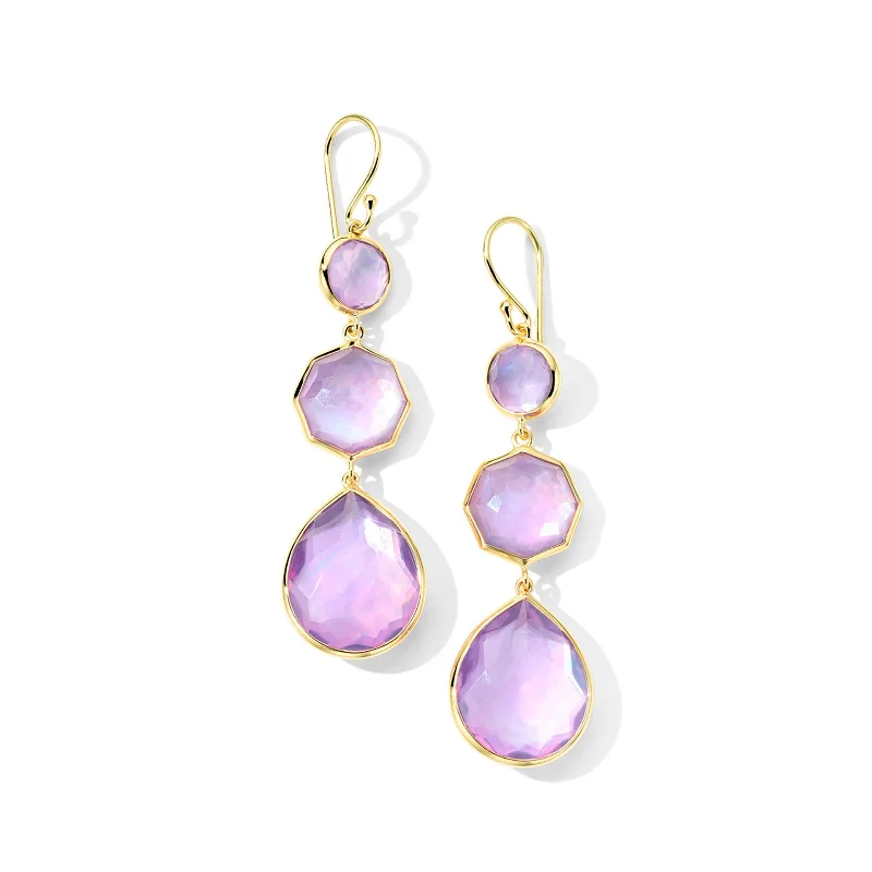 Subtle-scored earrings-Small Crazy 8 Earrings in Amethyst Triplets