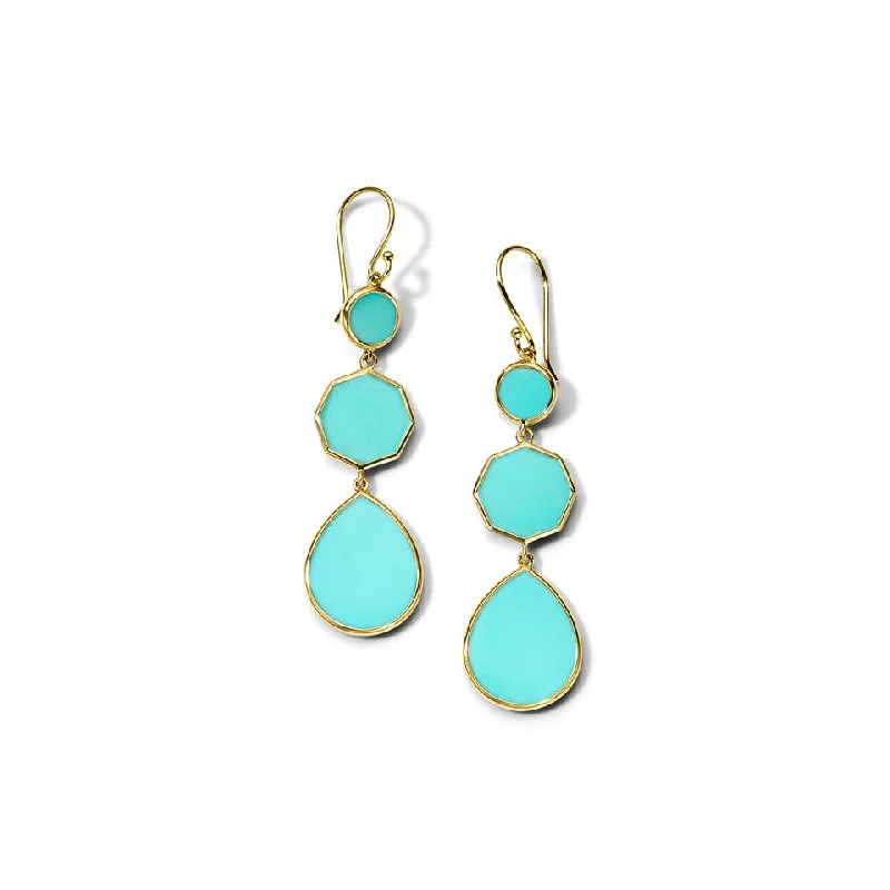 Open-crescent earrings-Turquoise Polished Rock Candy Crazy 8's Earrings