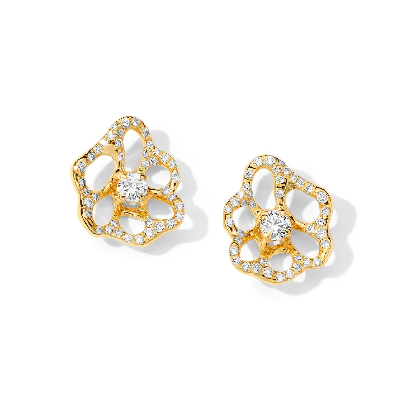 Aged rim earrings-Diamond Stardust Drizzle Flora Mini Stud Earrings