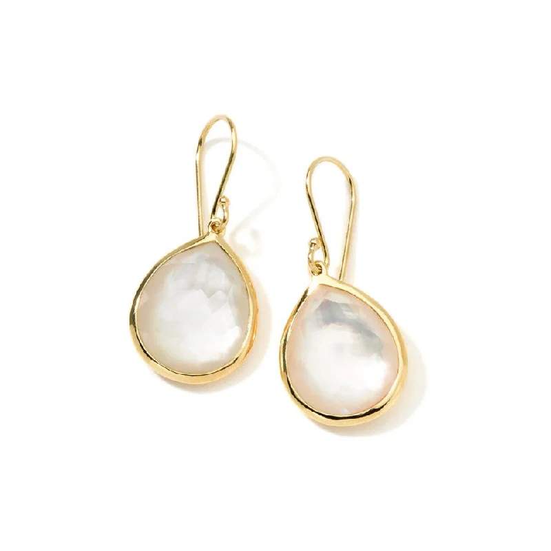 Clean-cut earrings-Mother of Pearl/Rock Candy Doublet Medium Teardrop Earrings