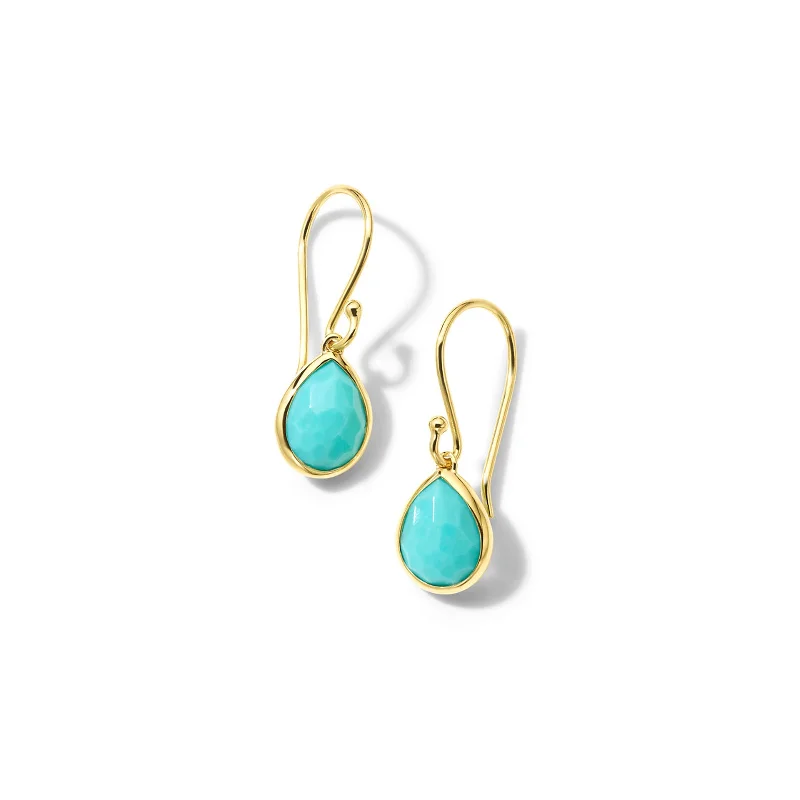 Linked hoop earrings-Rock Candy Teeny Teardrop Earrings in Turquoise