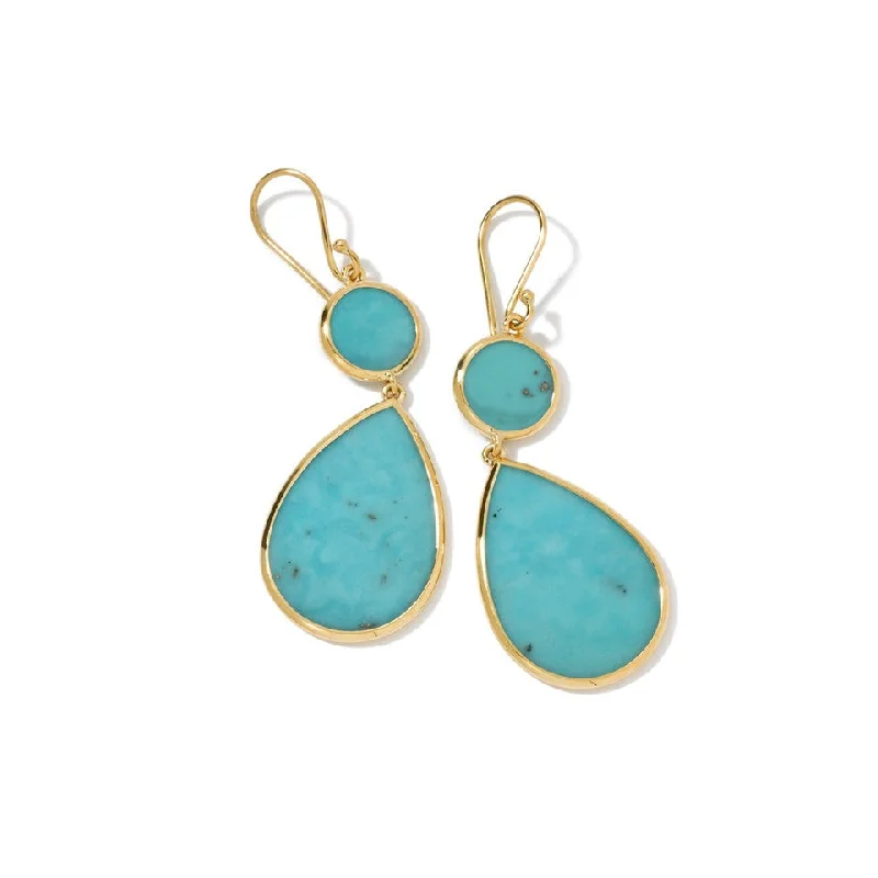 Icy topaz earrings-Ippolota Turquoise Double Drop Polished Rock Candy Earrings