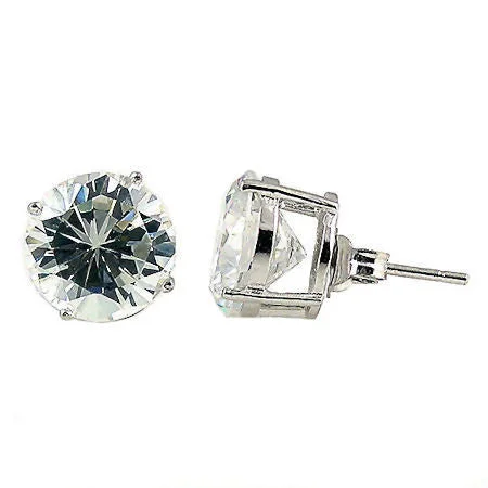 Offset gem earrings-Jayden: 8mm, 4.0ct Brilliant Cut Simulated Diamond CZ Stud Earrings