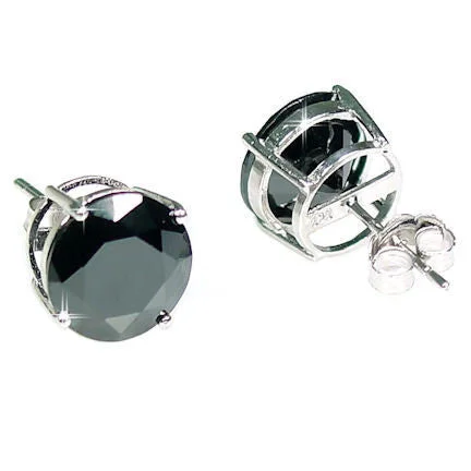 Flowing design earrings-Jet: 8.0ct Black Ice Simulated Diamond 10mm Basket Set Stud Earrings