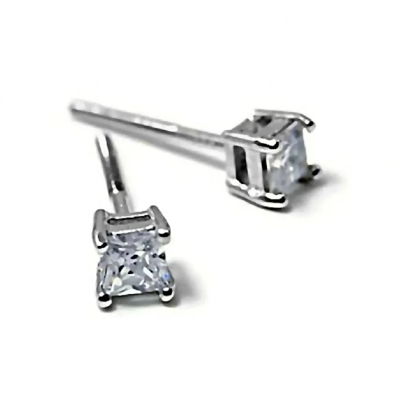 Twisted coil earrings-Kegan: Mens 3mm Square Cut Russian Ice CZ Screw Back Stud Earrings