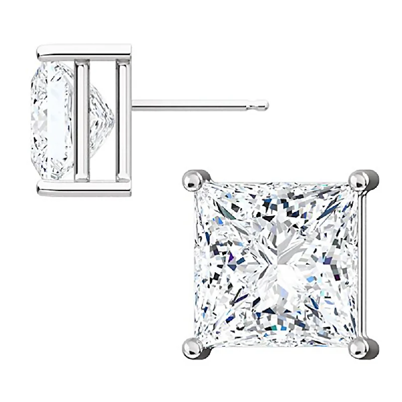 Thick hoop earrings-Kendra: 9mm 8.8ctw Princess Cut Russian Ice CZ Stud Earrings 925 Silver