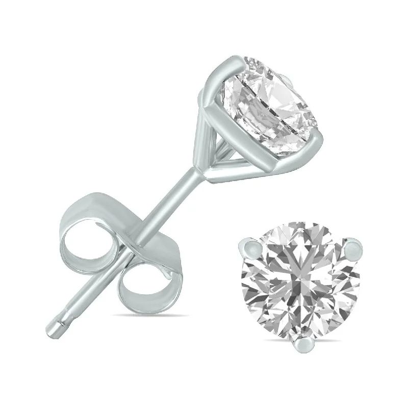 Aged rim earrings-Marquee 1.50 Carat TW Lab Grown Diamond Martini Set Round Earrings in 14K White Gold