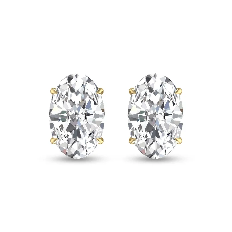 Slack twist earrings-Marquee Lab Grown 1/2 Carat Oval Solitaire Diamond Earrings in 14K Yellow Gold