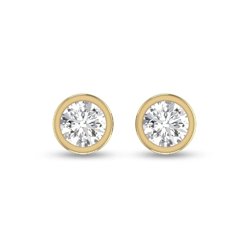 Coiled design earrings-Marquee Lab Grown 1/2 Carat Round Bezel Set Solitaire Diamond Earrings in 14K Yellow Gold