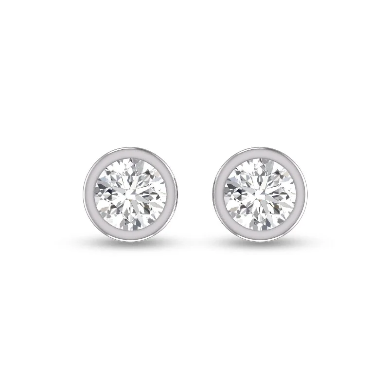 Faint silver earrings-Marquee Lab Grown 3/4 Carat Round Bezel Set Solitaire Diamond Earrings in 14K White Gold