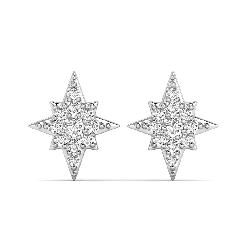 Satin shale earrings-Marquee Star Diamond Earring in 14K White Gold