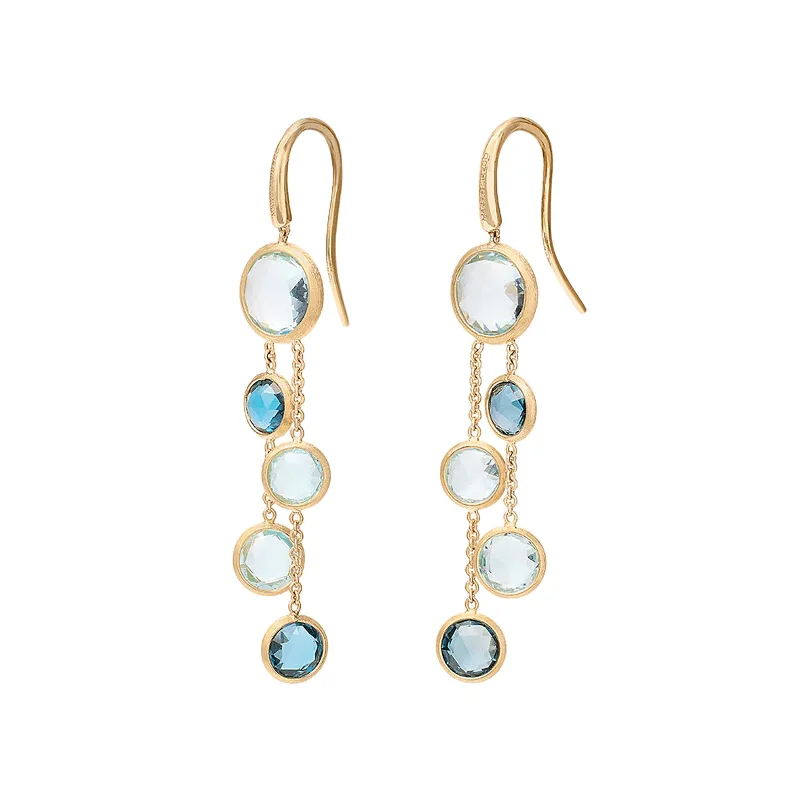 Smooth edge earrings-Jaipur Color Blue Topaz Earrings