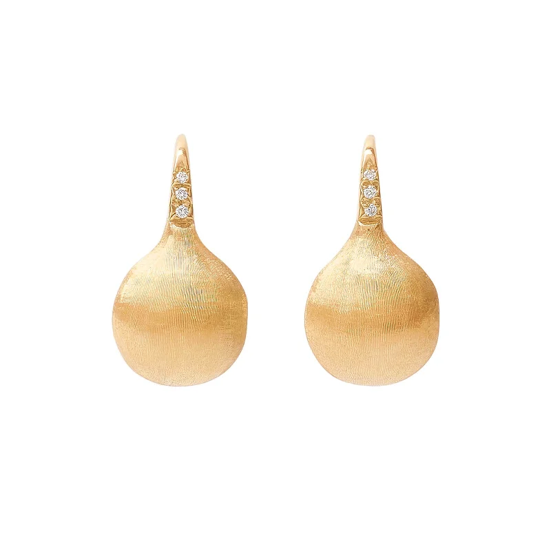 Channeled design earrings-Africa Gold Medium Drop Earrings with Diamonds