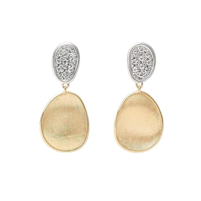 Vivid moonstone earrings-Lunaria Double Drop Earrings With Diamonds (Small)