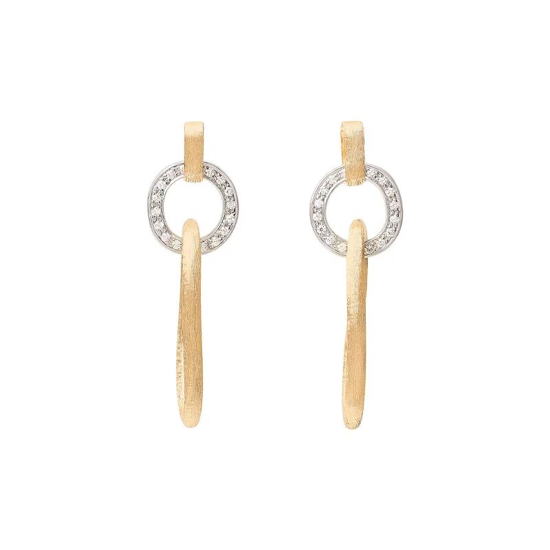 Embossed pattern earrings-Jaipur Flat Link Drop Earrings With Diamonds