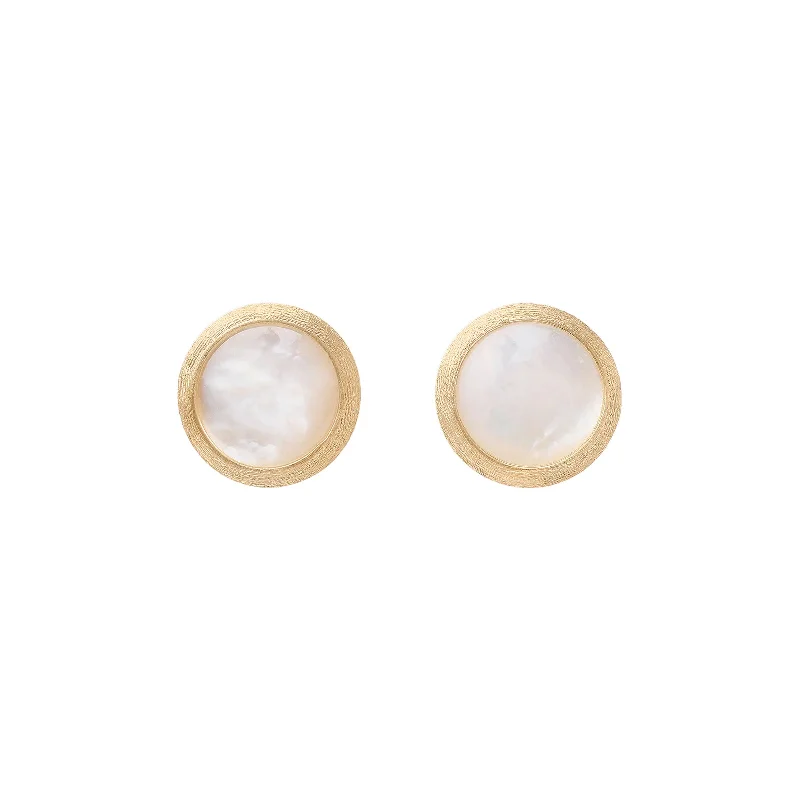 Mottled gem earrings-Jaipur White Mother of Pearl Stud Earrings