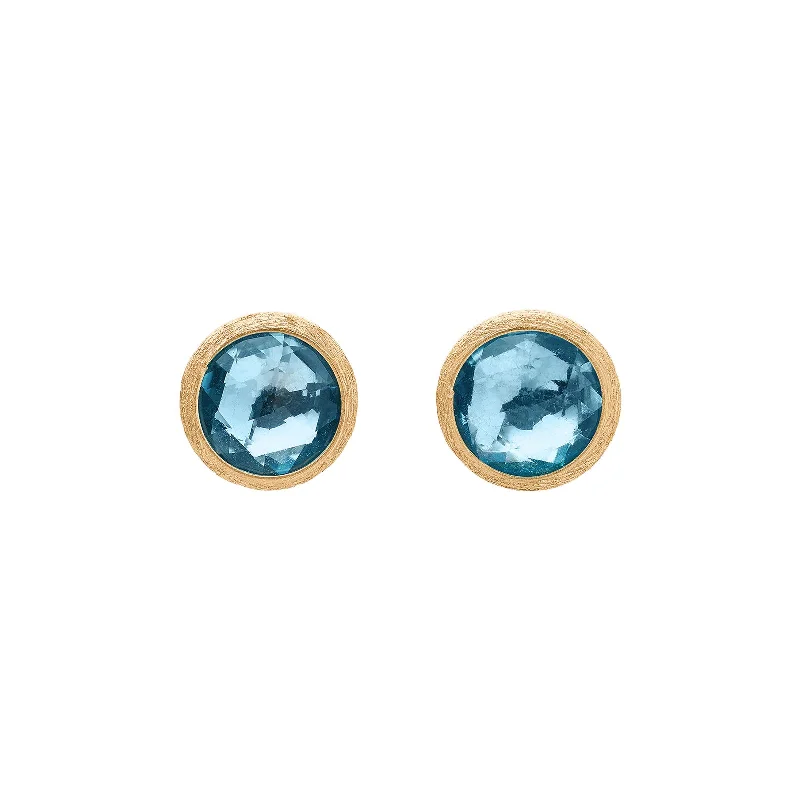 Pleated edge earrings-Jaipur Blue Topaz Earrings