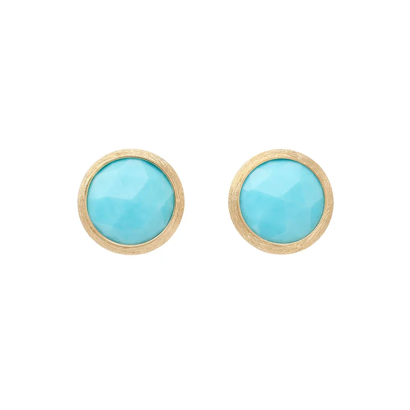 Rounded gem earrings-Jaipur Color Turquoise Stud Earrings