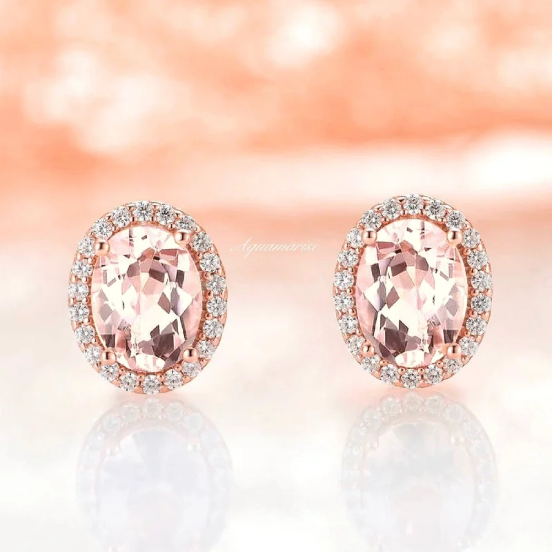 Faded rim earrings-Iris Morganite Earrings- 14K Rose Gold Vermeil