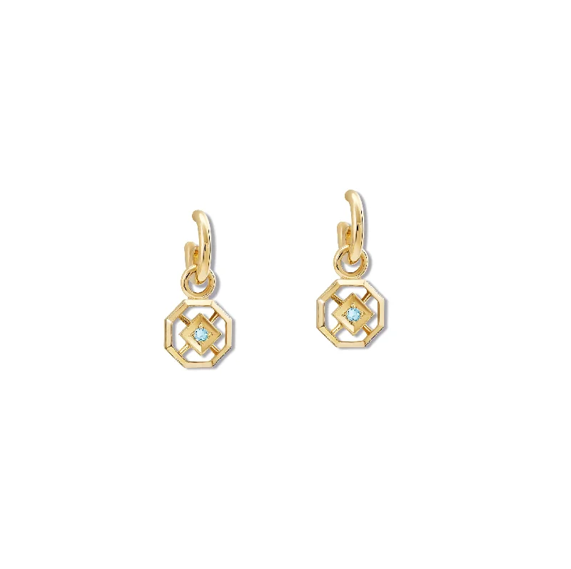 Satin shale earrings-Parquet Earring Drops Yellow Gold - Blue Topaz