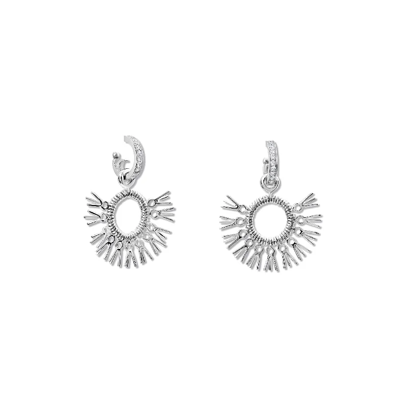 Slim diamond earrings-Raffia Earring Drops Silver