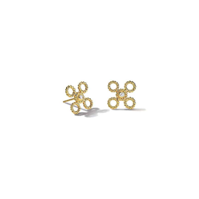 Tide motif earrings-Salvavida Stud Earrings Yellow Gold - Diamond