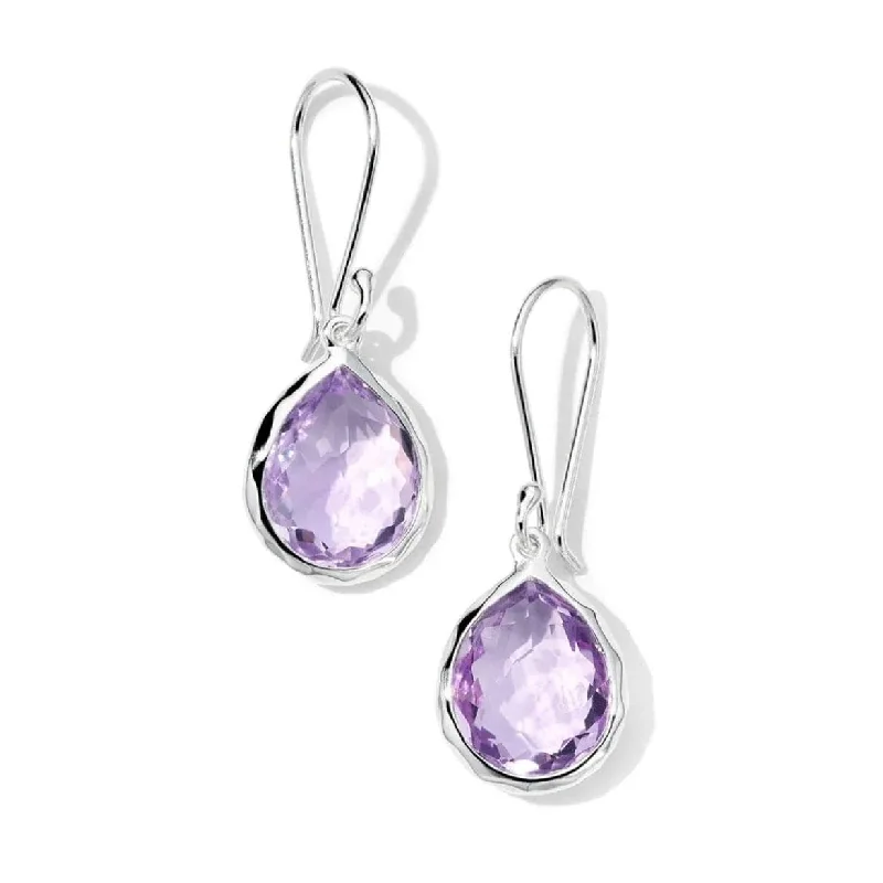 Gritty stone earrings-Amethyst Rock Candy Teardrop Earrings, Small